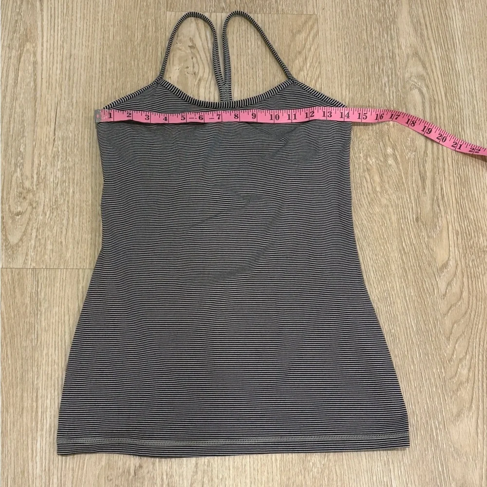 Lululemon Power Y Tank *Luon Tonka Stripe Black Grey Sporty Yoga Lulu Size 8